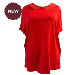 CeCe’s Red Women's Top with Peter Pan Collar XL Lightweight